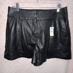 Express High Waist Black Leather Shorts